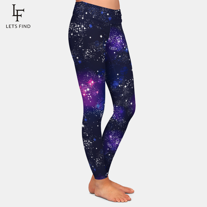 As leggings femininas permitem que a moda chegasse 3D Galaxy Digital Print Girl Girl Leggings Sexy Women Women Caists High Pants High Elastic Leggings 220914