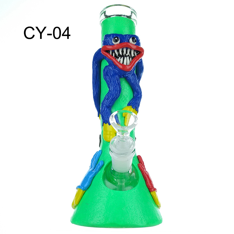 glass beaker bong Huggy Wuggy Granny Monster Horror Games Funny Octopus Playtime water pipe for Dry Herb Glass water bong Heady halloween