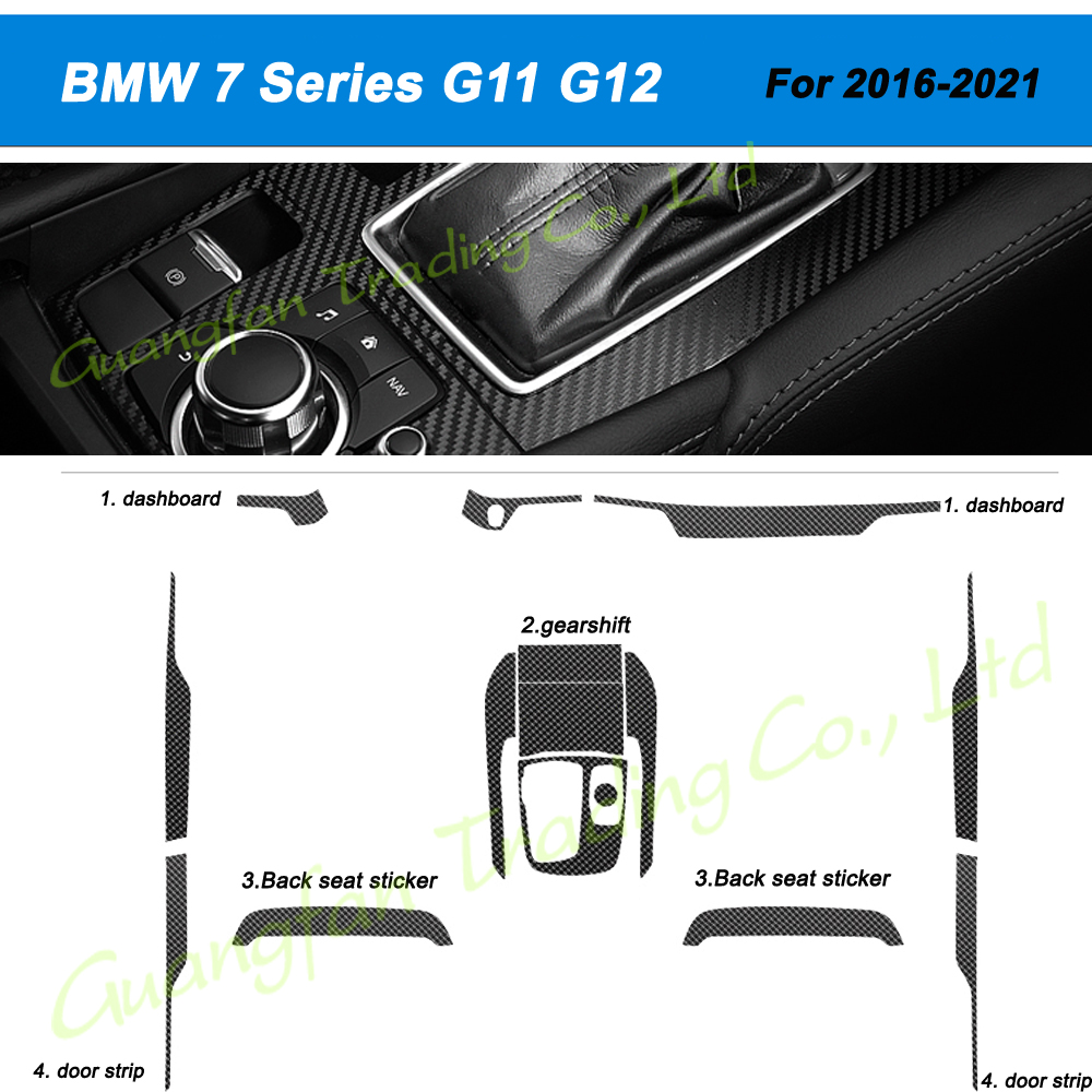 3D/5D Carbon Carbon Car Carn Interior Cover Cover Cover Change Cholding Sticker ملصقات ملصقات لـ BMW 7 Series G11 G12 2016-2021