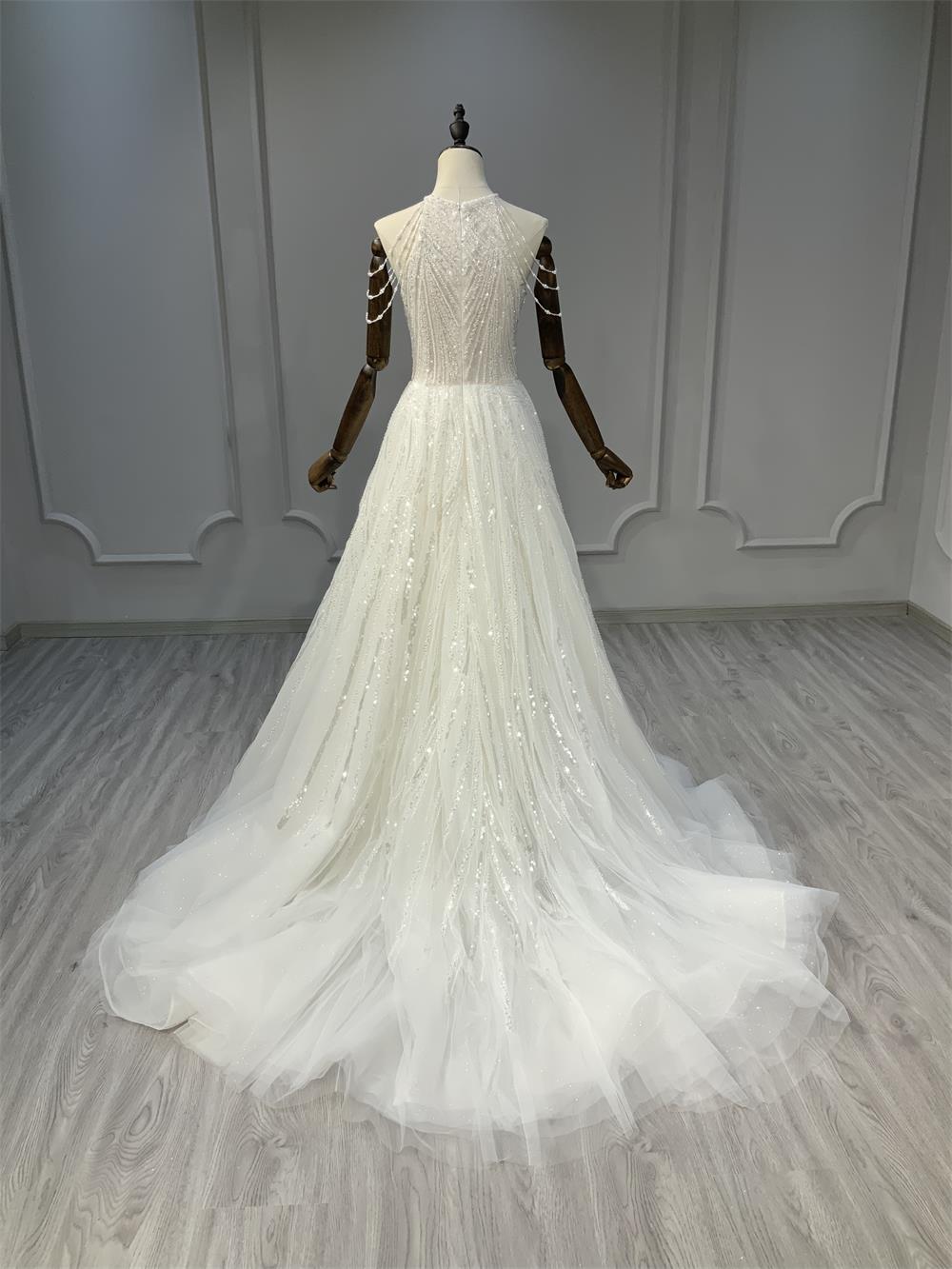 Sparkling Luxurious A-LINE Sweetheart Fringe Trend Design Hand Sewn Simple Vintage Wedding Dress YY60011
