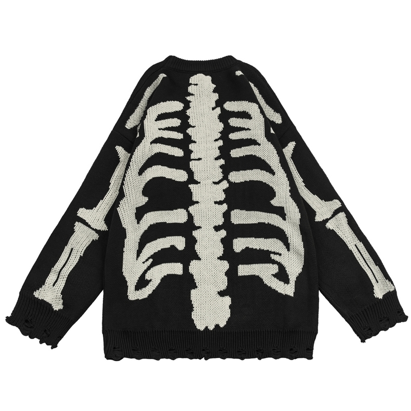 Mens Sweaters TIDESHEC HIP Streetwear Men Funny Bone Skeleton Printed Knitted Hip Hop Winter Pullover 220914
