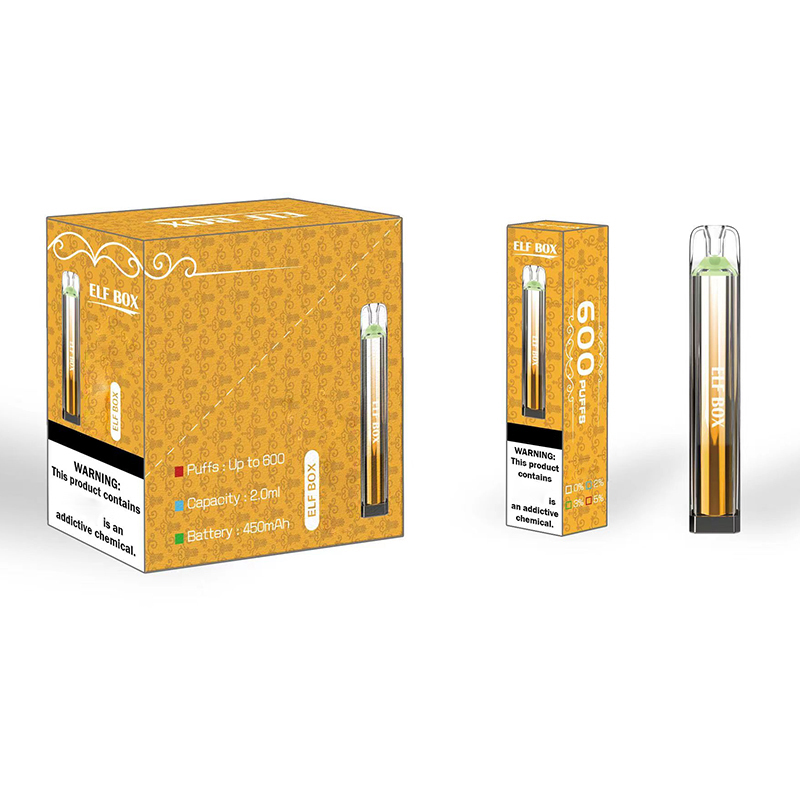 Original Doloda Descartável Vape E Cigarette Crystal Bar ELF BOX 600 Puffs Com 0% 2% 3% 5% 450mAh Bateria Pré-cheia 2ml Pod Pequeno Kit de Caneta Puff Bar VS VOZOL