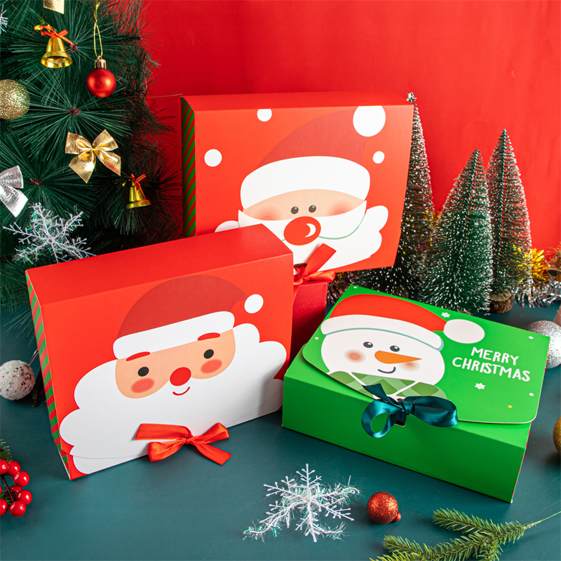 Emballage cadeau StoBag / Père Noël Boîte-cadeau de Noël Fête de l'année Bonbons Chocolat Cookie Emballage Sac Vert / Rouge Enfants DIY Favors 220913