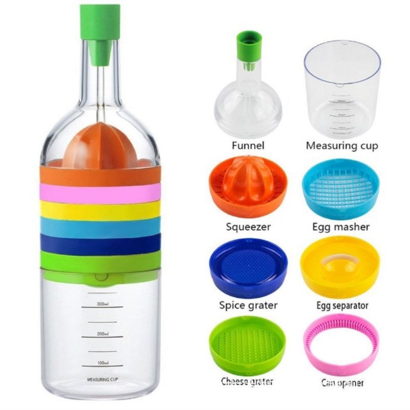 Multifunctional Kitchen Tools Manual Juice Grinding Measuring Cup 8 in 1 Wine Bottle Baby Complementary Food Tool