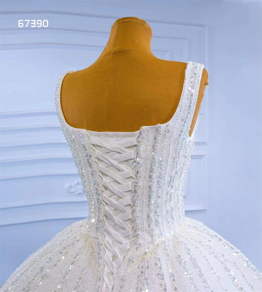 Schatz Hochzeitskleid Glamouröse Pailletten ärmellose Brautkugelkleid SM67390