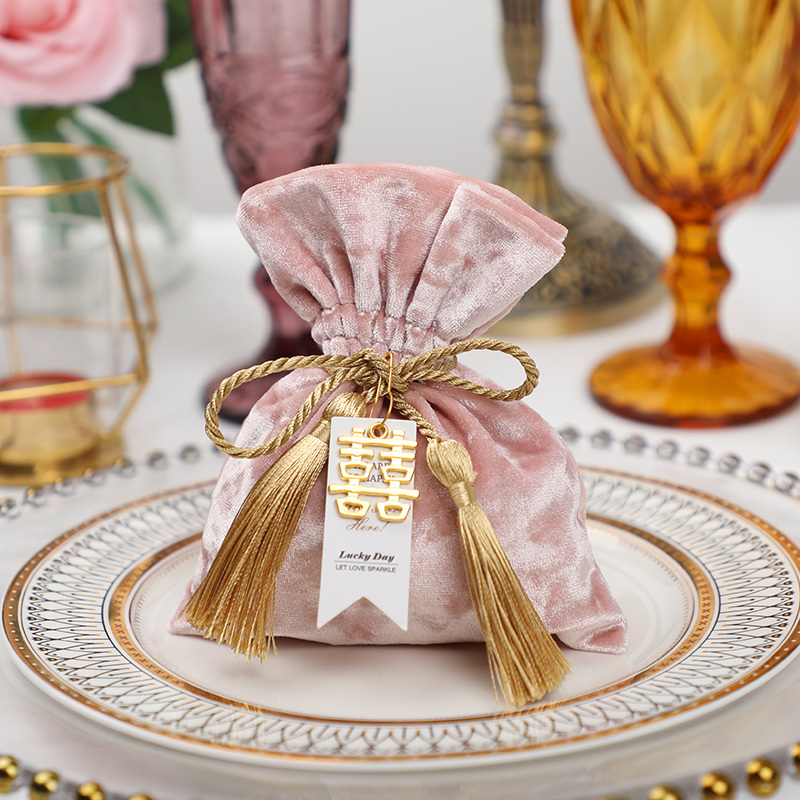 Gift Wrap Luxury Wedding Candy Bag With Strings Velvet Cloth Tassel European Box Cases Supplies 220913