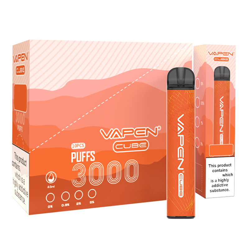 Authentic VAPEN CUBE 3000 Puffs Disposable Vape Pen Device Electronic e cigarettes 8ML Capacity 1000mAh Battery Pre-Filled Bars Vaporiezer Vapor