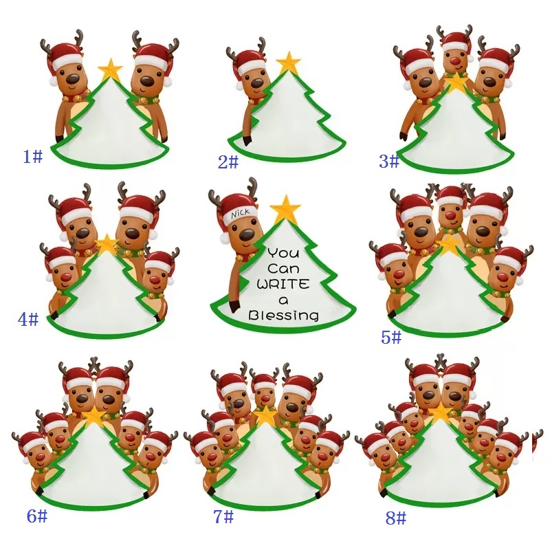 ブランクソフトPVCクリスマスデコレーションエルクファミリーペンダント1-8ヘッドクリスマス装飾品のdiy名と祝福xd24937