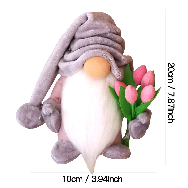 Decorative Objects Figurines #Faceless Dwarf Doll Ornament Holding Tulip Gnome Cute Desktop Decoration Happy Mothers Day Home Party Decor Toys Standing Post 220914