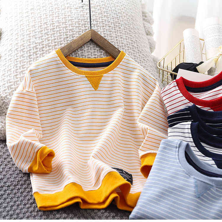 Vidmid Boys Sweatshirt Cotton Spring and Autumn Wear New Foreign Style Children's Striped Pullover Tops Boys Closes P767 0913