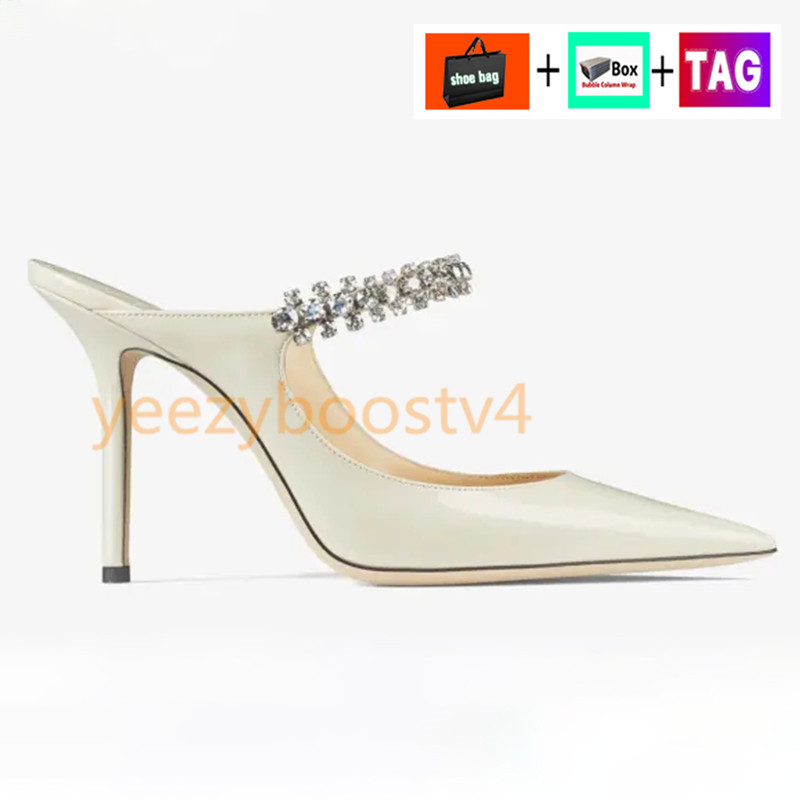 Luxury Bing Women habille des chaussures Jimmy London Cho Cho High Heels Designer Womens Crystal Straps Pume Patent Patent Sandales ￠ talon avec bo￮te Classic Ladies Weddal Sandale