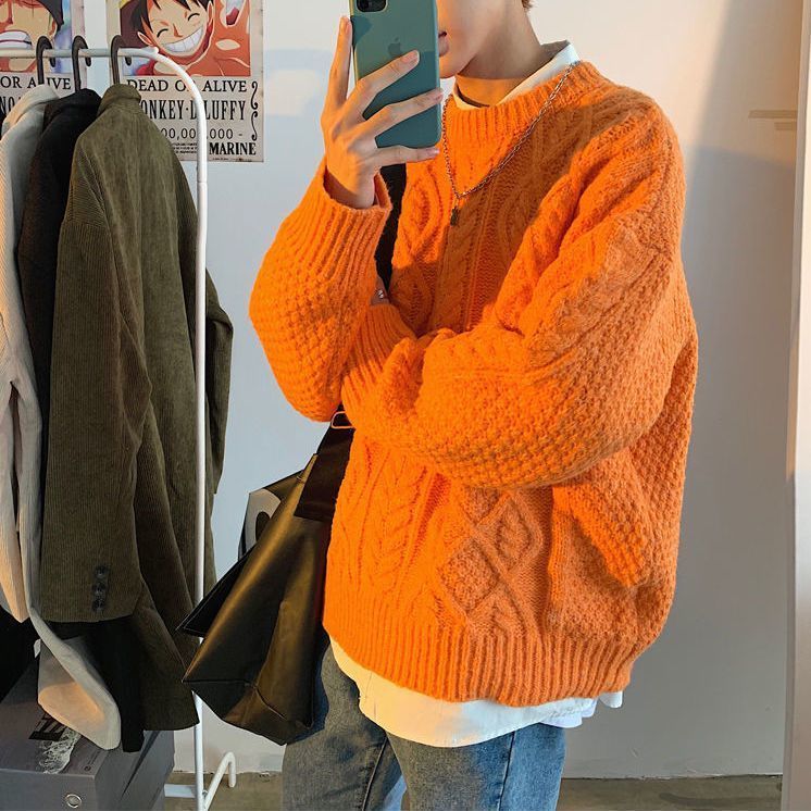 Mens Sweaters Men Winter Sweater Pullover Autumn Loose Knitted Sweater Korean Version Trend Green Sweaters Jumper Hip Hop Streetwear Knitwear 220914