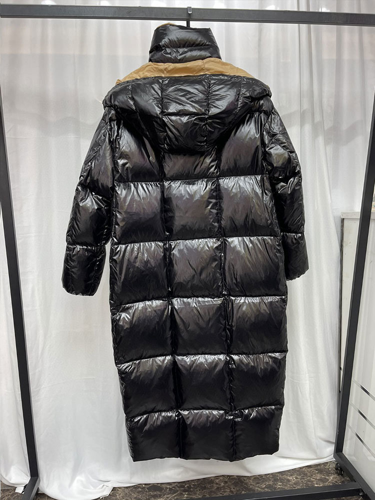 Femmes Down Parkas Hiver Long Veste Chaude Femmes Pain Épais Classique Mode À Capuche Noir Puffer Veste Femmes Colorblock Doublure Manteau Dames 220914