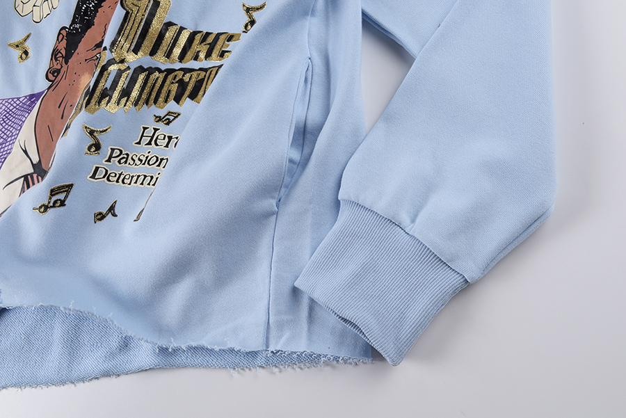 Sweats à capuche bleu clair hommes femmes Hip Hop imprimé polaire pulls à capuche surdimensionnés