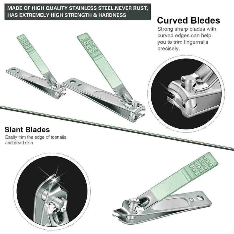 rostfritt stål pedikyr set naglar manikyr verktyg läder fällbara påse lätt att organisera och bära klippare nagelverktyg