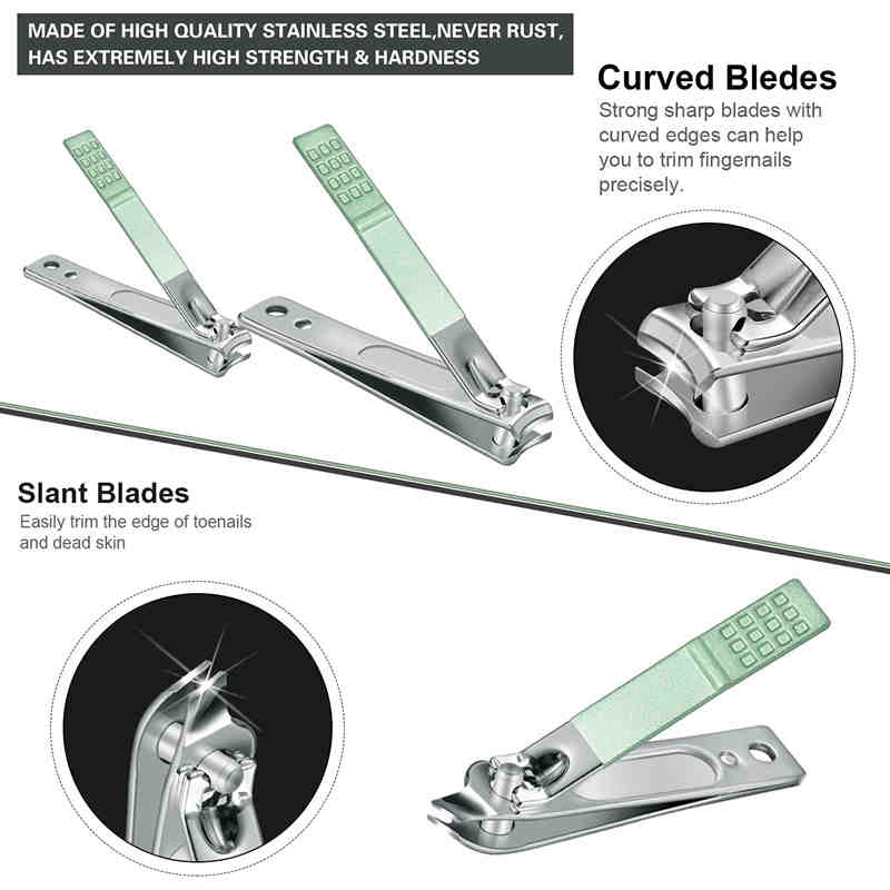 16 조각 네일 클리퍼 정장 네일 매니큐어 세트 가위 페디큐어 커터 스테인레스 스틸 독수리 후크 휴대용 트리밍 세트