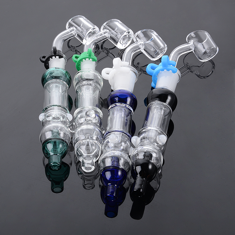 Mini NC Kits Hookahs Dik Glass DAB Strooprigs Micro NC Set Rookpijpen 10 mm Verbinding Pyrex Glazen waterleidingen met Banger Plastic Clip Multi -kleuren
