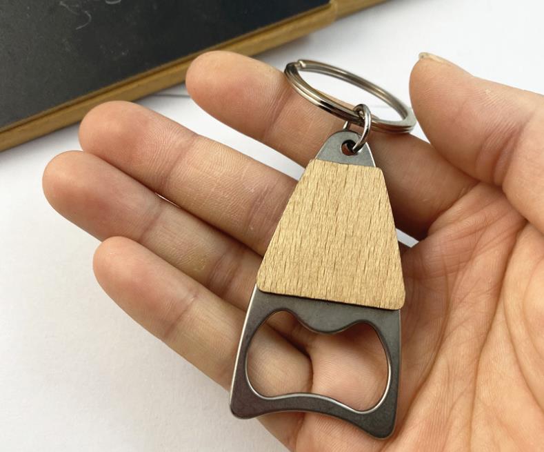 Portable Small Bottle Opener With Wood Handle Wine Beer Soda Glass Cap Bottle-Opener Key Chain For Home Kitchen Bar SN4688