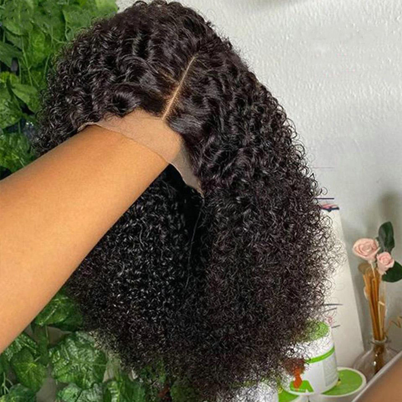 Afro Kinky Curly Lace Front Wig Human Human Human 12-36 polegadas Wigs frontais brasileiros 180% densidade virgem humana pr￩-arrancada com beb￪