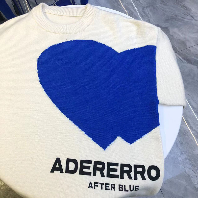 ADER ERROR Maglione Blu Cuore Pannello Uomo Donna 11 Oversize Casual Ader Error Pullover lavorato a maglia 220914