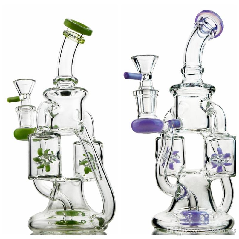 9.5inchs Recycler Dab Rigs Hookahs Thick Glass Water Bongs Gravity Bong Bubbler Smoking Accessory Waterpipes with 14mm bowl