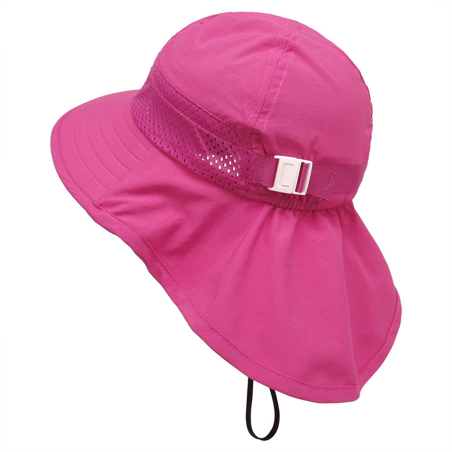 Baby Sun Hat With Neck Flap Unisex Justerbar Småbarn Bred Brim Summer Sun Protection Mesh Bucket i 0-6 år