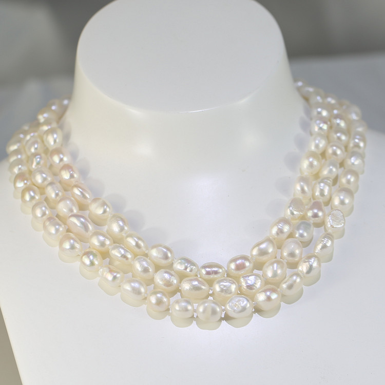 63 Inches Long Necklace Baroque Freshwater Pearl 8mm Nugget multi layers white mixed color pearl jewelry women ladies