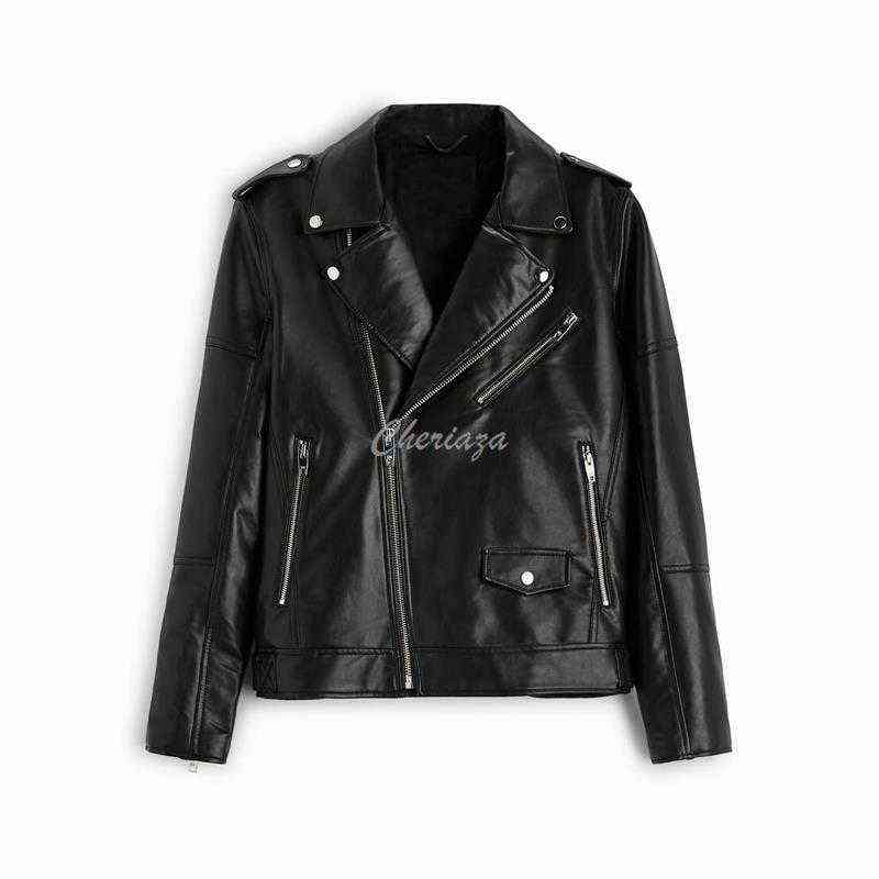 Jackets masculinos Cheriaza Autumn Men Black Faux Leather Coather Slaeves Longo Moda de Moda de Moda de Moda