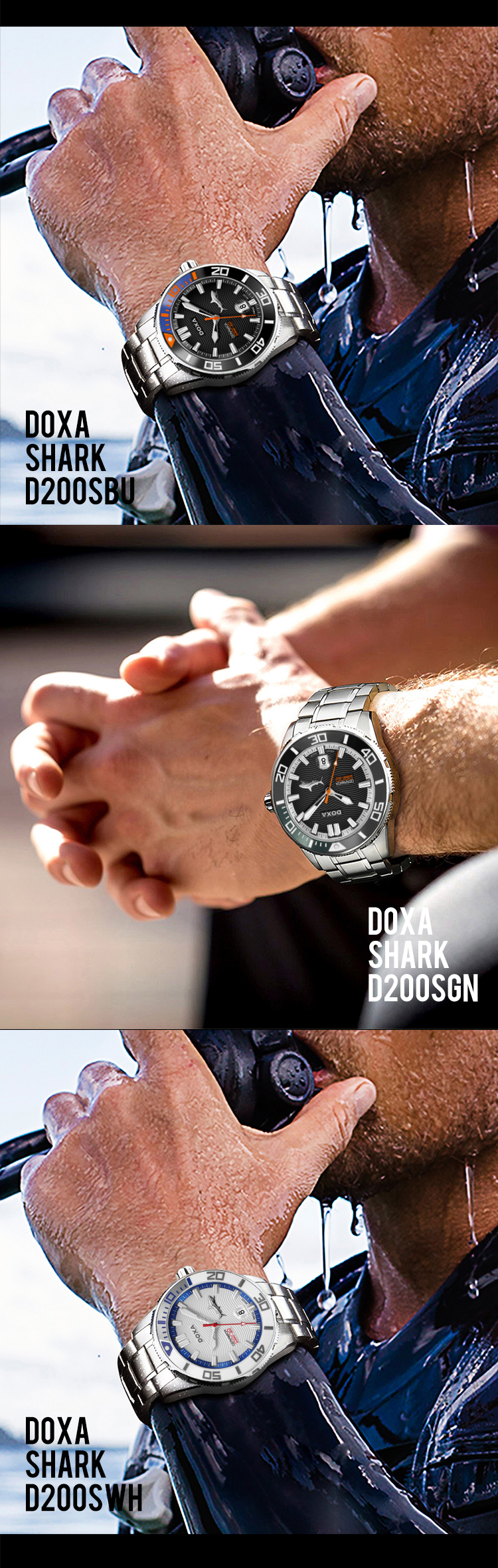 2022 DOXA Watch Big Shark Лучший бренд класса люкс из нержавеющей стали Мужские часы Светящиеся спортивные часы для дайвинга 46 мм Water Ghost Новый Produc285r