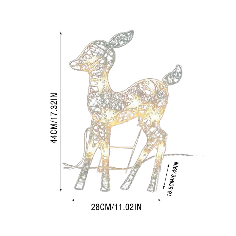 Décorations de Noël cerf en fer forgé avec lumière LED rougeoyante clignotant wapiti statue paillettes paillettes renne noël ornement décor à la maison g3 220914