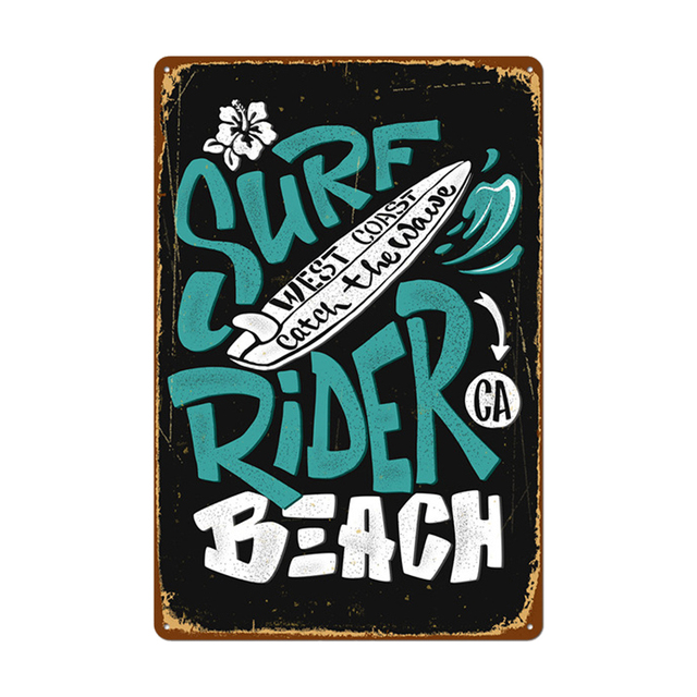 Sommer Beach Poster Vintage Metal Painting 2023 Zinnschild Miami Surf Club Kunst Malerei Aufkleber Wanddekor für Pub Bar Seasis Out3980719