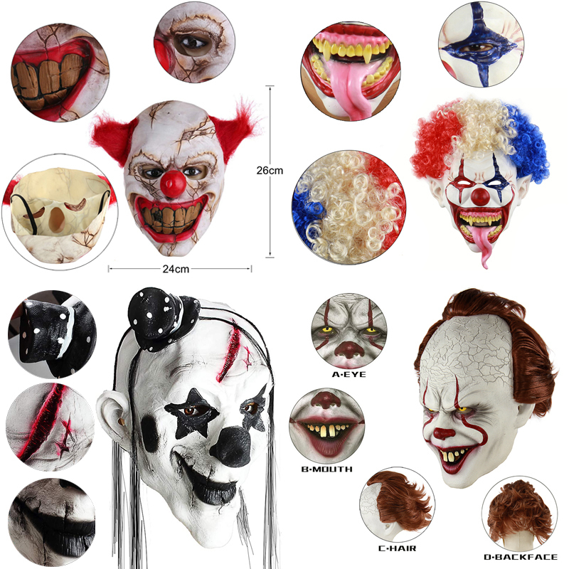 Maschere feste Halloween Horror Joker Maschera Pennywise Maschera spaventosa Maschera zombi Horror Cosplay Casco in lattice Pagliaccio spaventoso Maschere feste di Halloween Maschere 220915