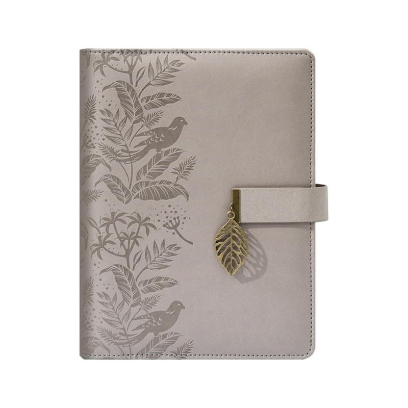 Notepads A5 Loose-leaf Scrapbook Journal Notepad Leaves Pendant Personal Diary Refillable Travel Journal w/ Magnetic Clasp 220914
