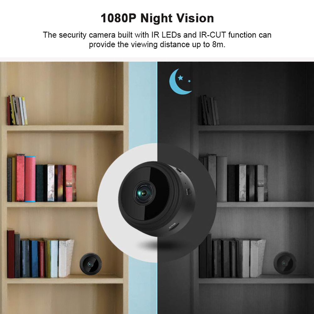 Mini WiFi IP Camera 1080P HD Night Vision Video Motion Detection for Home Car Indoor Outdoor Security Surveillance Camera