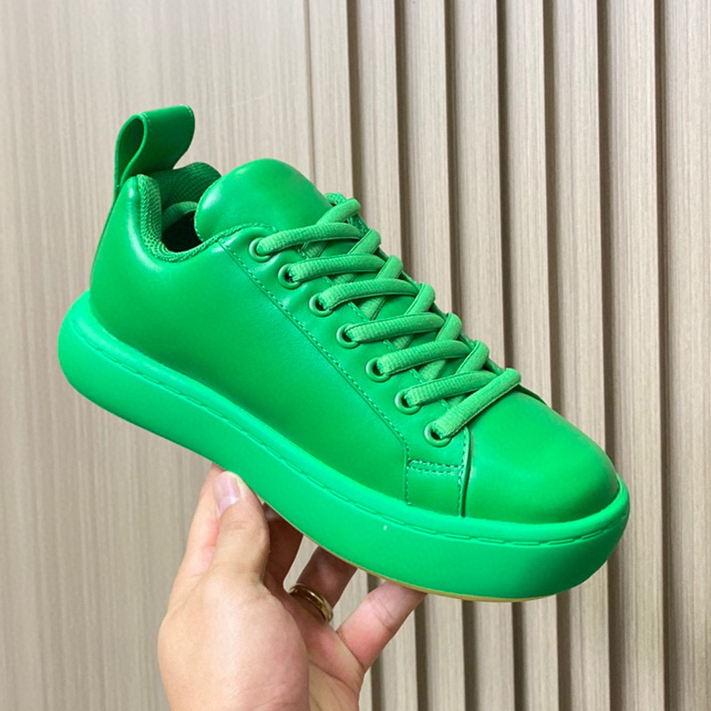 2022 Designer Logo Scarpe casual oversize in pelle verde Vera pelle di lusso da donna Espadrillas da ginnastica Scarpe da ginnastica da uomo Scarpe da ginnastica con plateau con lacci