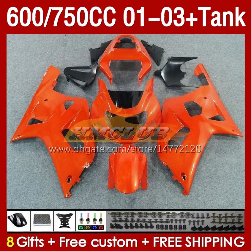 OEM Fairings & Tank For SUZUKI GSXR-750 GSXR600 750CC K1 GSXR750 01 02 03 152No.72 600CC GSXR 750 600 CC 2001 2002 2003 GSXR-600 01-03 Injection Mold Fairing orange all