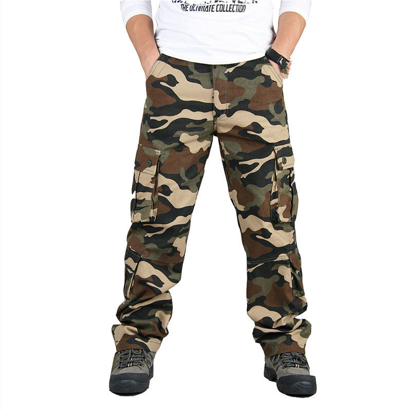 Herrbyxor Kamouflage Camo Cargo Byxor Herr Fritidsbyxor i bomull med flera fickor Hip Hop joggingbyxor Urban Overall Military Tactical Pants 220914
