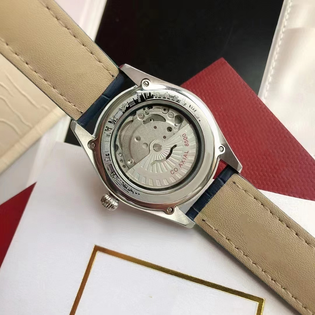 Relógio mecânico comercial com mostrador de diâmetro 39 5mm, calibre japonês 8215, pulseira de couro com enrolamento automático, relógio masculino de luxo 239l