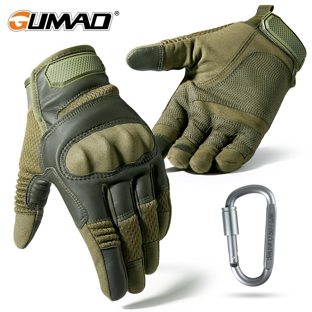 Cycling EquipmentCycling PU Leather Touch Screen Hard Shell Full Finger Glove Army Military Combat Airsoft Driving Bicycle Mittens Men