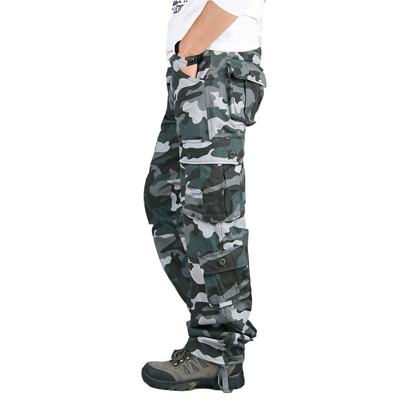 Pantaloni da uomo Camouflage Camo Cargo Pants Uomo Casual Cotton Multi Pocket Pantaloni lunghi Pantaloni hip-hop Pantaloni urbani Pantaloni tattici militari 220914