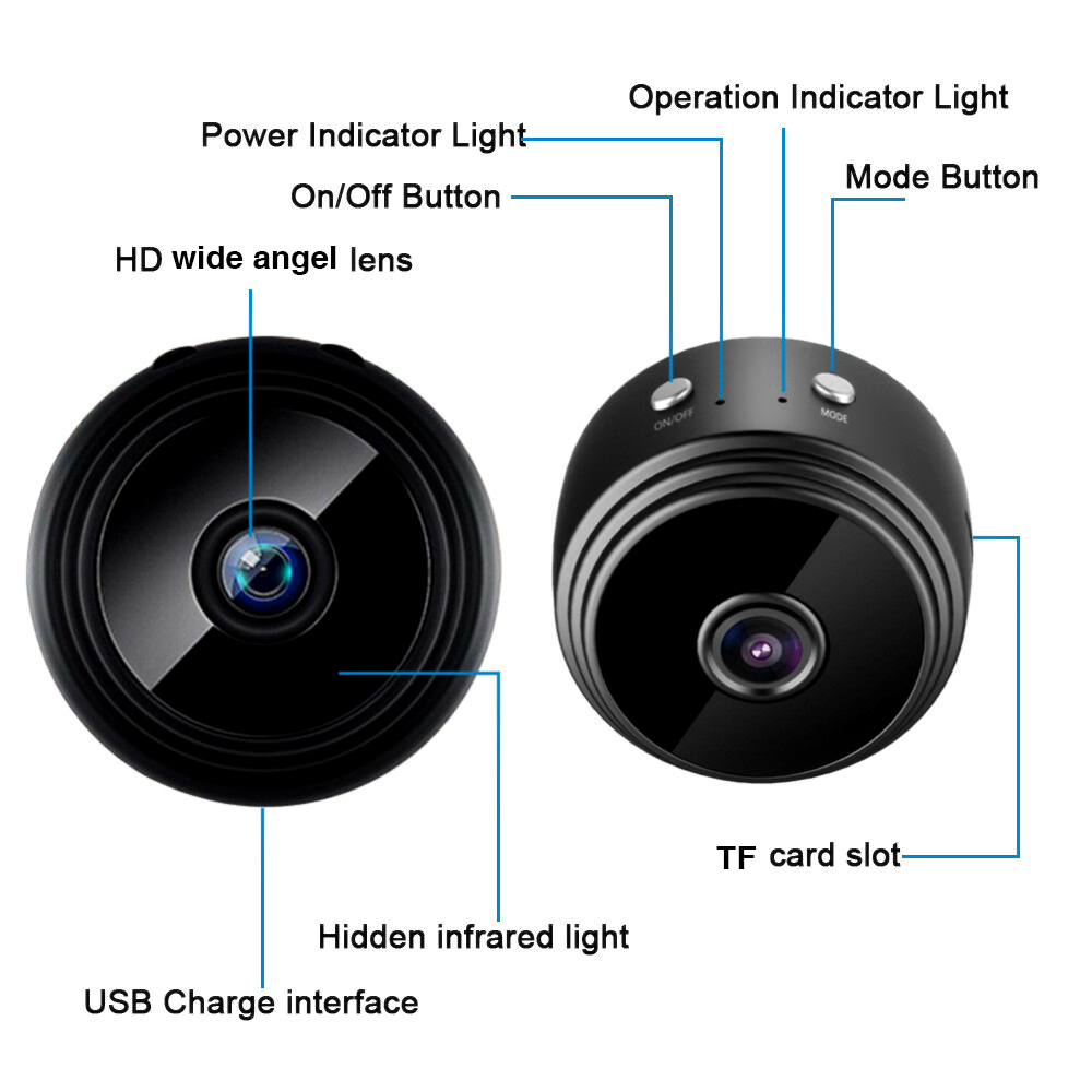 Mini Câmera IP WiFi 1080P HD Visão Noturna Vídeo Detecção de Movimento para Casa Carro Câmera de Vigilância de Segurança Interior Exterior