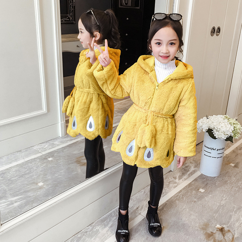 Coat Girls Hooded Jackets Woolen Coats Winter Kids Outerwear Girl Warm Thick Zip Jacket Children Clothing For 220915