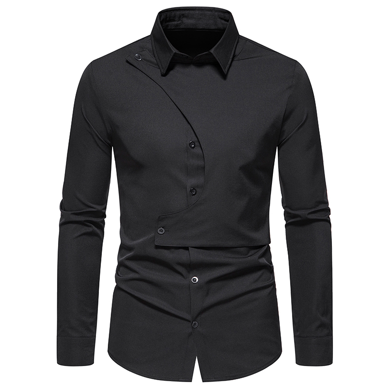 Men's Casual Shirts Mens White Chemise Veste Homme Trending Products Men Irregular Oblique Button Long Sleeve Social Camisa Dress Shirt 220915