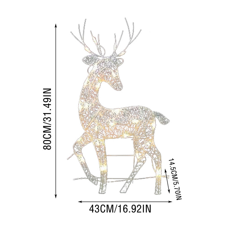 Dekoracje na boże narodzenie kutego żelaza jeleń z oświetleniem Led świecące migające statua łosia brokatowe cekiny renifer ozdoba świąteczna wystrój domu g3 220914