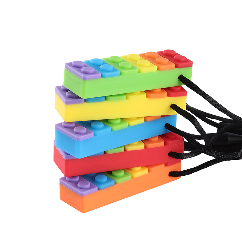 Dzieci silikonowe gryzienie ołówek Topper Teeth Toy Sensory Chew Naszyjnik Brick Silikon Soothers dla dzieci z autyzmem