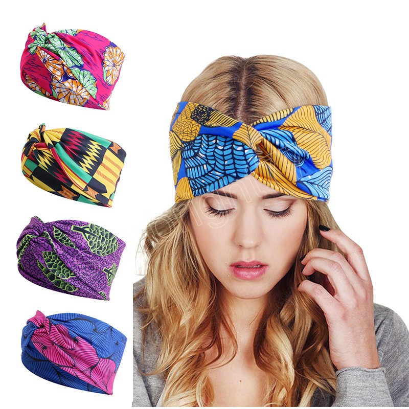 African Stampato Twist Head Women Women Elastic Cap Cand Yoga Fitness Sports Outdoor Heads Outdoor Wide Stretch Makeup Capone Banda capelli