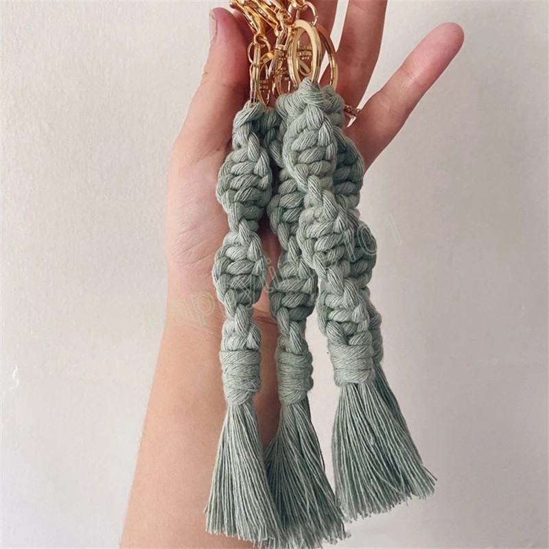 Porte-clés en macramé, lanière tressée, griffe de homard, style Boho, accessoires, cadeau pour enseignant, vente en gros