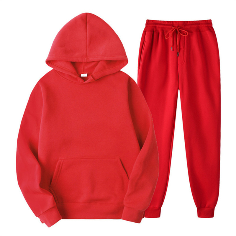 Herrsp￥rar m￤n kvinnor sp￥rdr￤kt huvtr￶jor avslappnad fast f￤rg tjock pullover och l￥ng byxa 2-del set m￤n h￶st fleece jogger sport kostym 220914