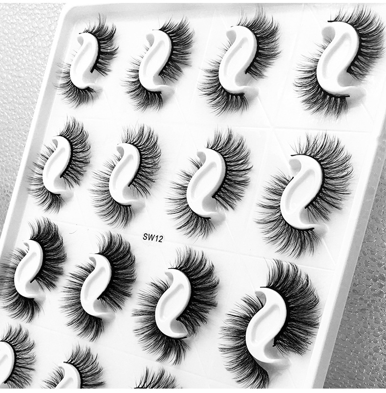 Multilayer Thick False Eyelashes Set Naturally Soft and Delicate Hand Made Reusable Curly Fakse Lashes Extensions Messy Crisscross Sliver Laser Packing