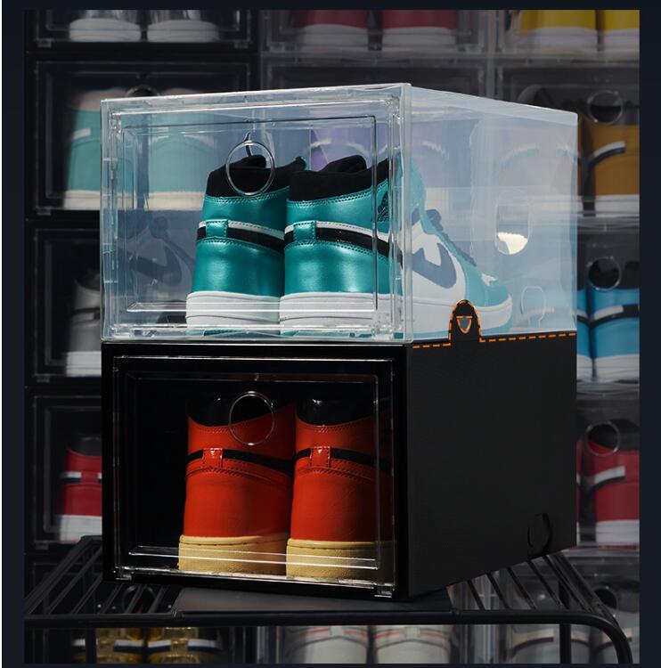 10 Stück verdickter Kunststoff-Schuhkarton, transparent, transparent, für Turnschuhe, AJ-Display-Box, High-Tops, Stiefel-Organizer, Schuhkarton, Kombination von Schuhen